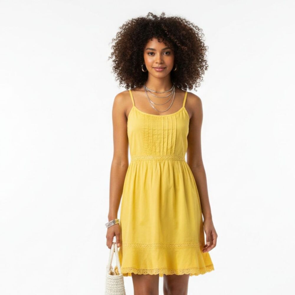 Benetton‎ Yellow Sleeveless Cotton Summer Dress New S